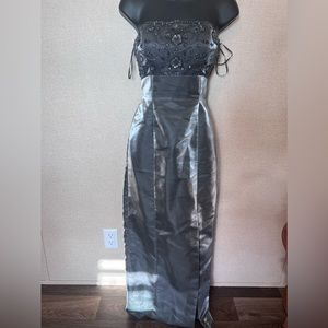 Alyce Design Gown Party Dress Grey Shining 10